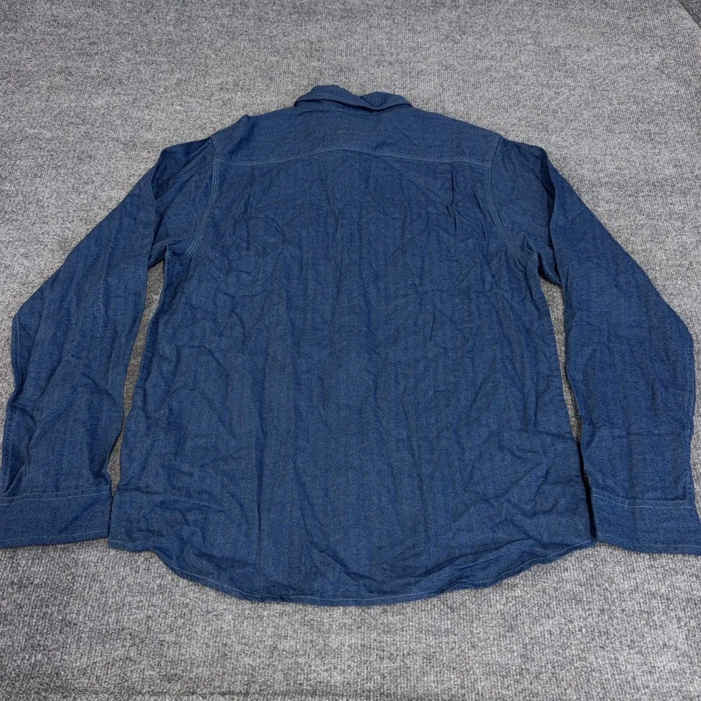The North Face Shirt Men Large Blue Herringbone Chambray Grayling Long Sleeve